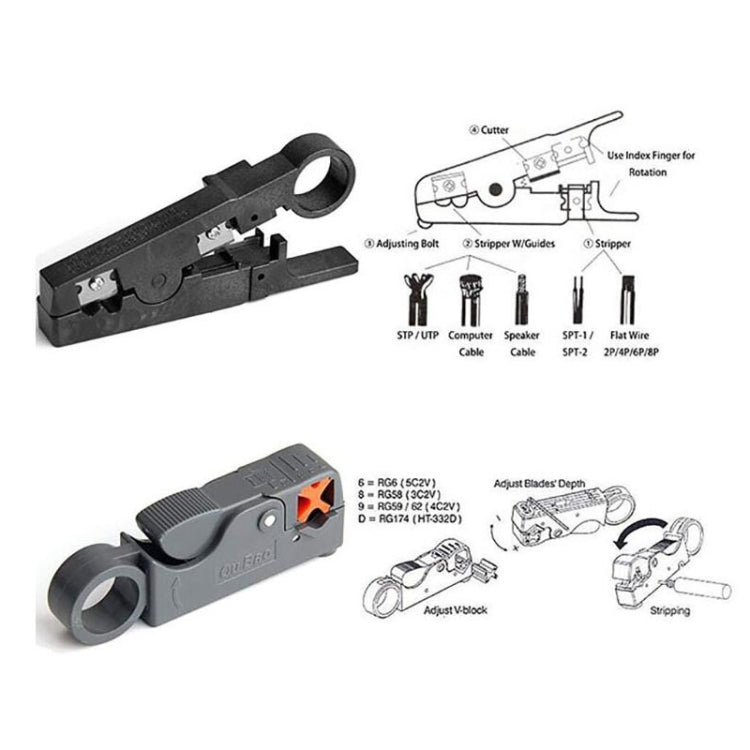 Juego de herramientas manuales para probador de abrazadera de Cable de red de tres usos, Kit de reparación de red doméstica, 12 in 1