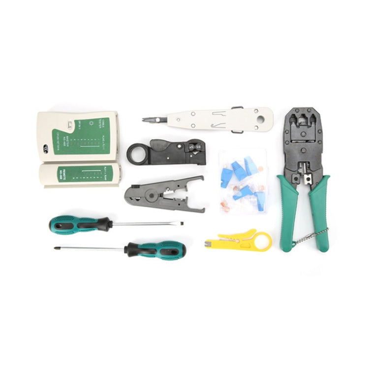 Juego de herramientas manuales para probador de abrazadera de Cable de red de tres usos, Kit de reparación de red doméstica, 12 in 1