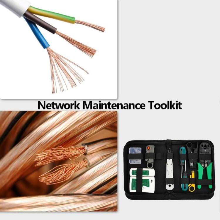 Juego de herramientas manuales para probador de abrazadera de Cable de red de tres usos, Kit de reparación de red doméstica, 12 in 1