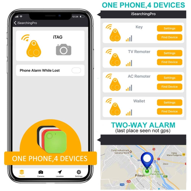 Alarma antirrobo remota elegante del llavero del mini dispositivo cuadrado anti perdido Bluetooth