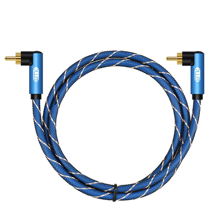 EMK Cable de audio trenzado de nailon doble macho a macho de 90 grados, 0.5m, 1m, 1.5m, 2m, 3m, 5m