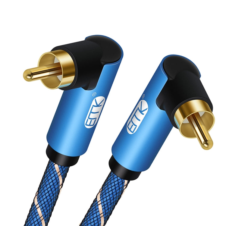 EMK Cable de audio trenzado de nailon doble macho a macho de 90 grados, 0.5m, 1m, 1.5m, 2m, 3m, 5m
