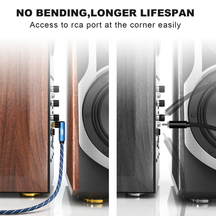 EMK Cable de audio trenzado de nailon doble macho a macho de 90 grados, 0.5m, 1m, 1.5m, 2m, 3m, 5m
