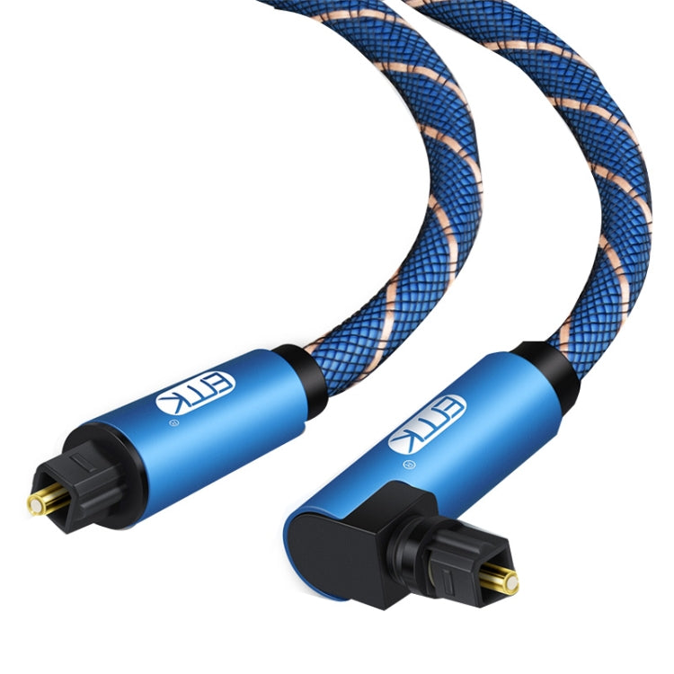 Cable de Audio óptico de malla tejida de nailon con enchufe giratorio de 360 grados en ángulo recto ajustable giratorio de 90 grados EMK, 1m(Blue), 1.5m(Blue), 2m(Blue), 3m(Blue), 5m(Blue), 8m(Blue), 10m(Blue), 15m(Blue), 20m(Blue), 25m(Blue), 30m(Blue)