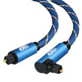 Cable de Audio óptico de malla tejida de nailon con enchufe giratorio de 360 grados en ángulo recto ajustable giratorio de 90 grados EMK, 1m(Blue), 1.5m(Blue), 2m(Blue), 3m(Blue), 5m(Blue), 8m(Blue), 10m(Blue), 15m(Blue), 20m(Blue), 25m(Blue), 30m(Blue)