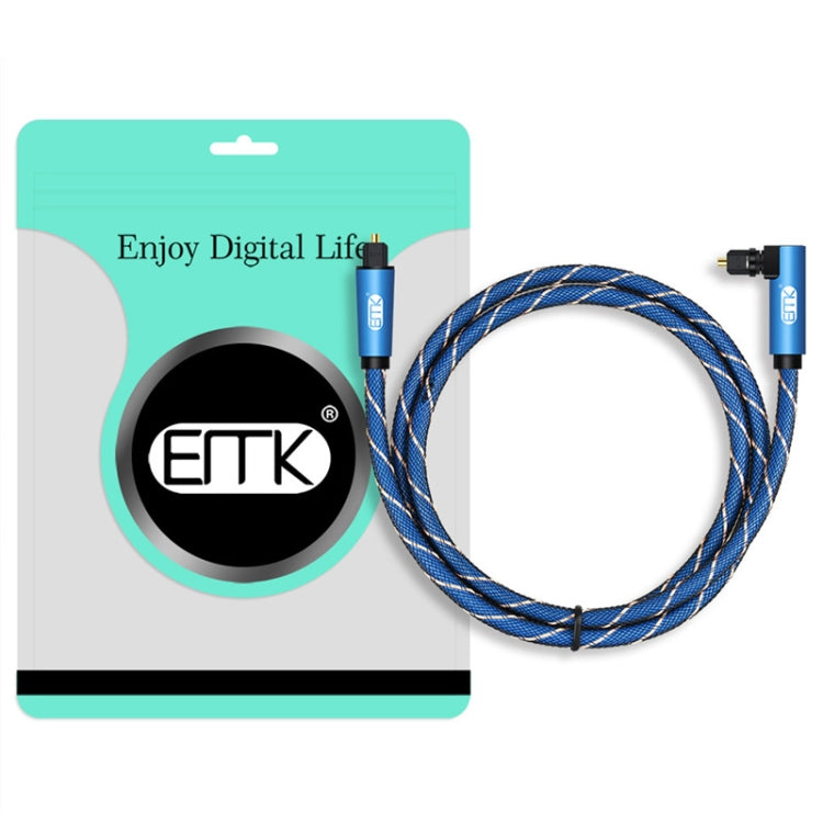 Cable de Audio óptico de malla tejida de nailon con enchufe giratorio de 360 grados en ángulo recto ajustable giratorio de 90 grados EMK, 1m(Blue), 1.5m(Blue), 2m(Blue), 3m(Blue), 5m(Blue), 8m(Blue), 10m(Blue), 15m(Blue), 20m(Blue), 25m(Blue), 30m(Blue)