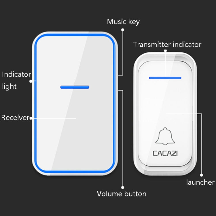 CACAZI A68-2 Timbre electrónico con Control remoto inalámbrico de uno a dos, timbre inalámbrico Digital inteligente para el hogar, US Plug, EU Plug, UK Plug