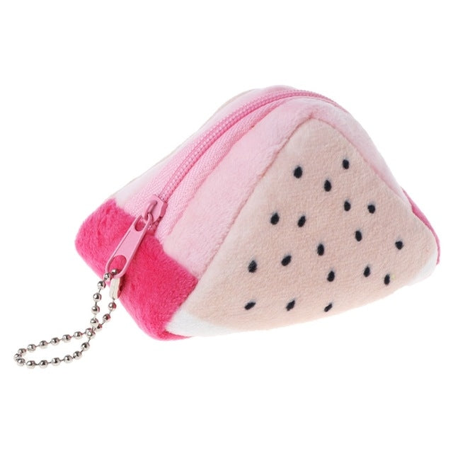 Triángulo de felpa fruta creativa tridimensional lindo niños cambio bolsa llave bolsa regalo