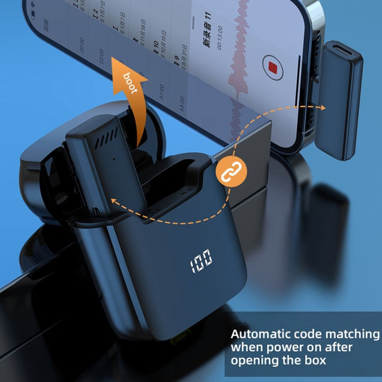 Micrófono inalámbrico Lavalier con cancelación de ruido y estuche de carga, S13 Dual Microphone Black USB-C/Type-C Interface, S13 Dual Microphone Black 8 Pin Interface, S13 One To Two Yellow Case USB-C/Type-C Interface