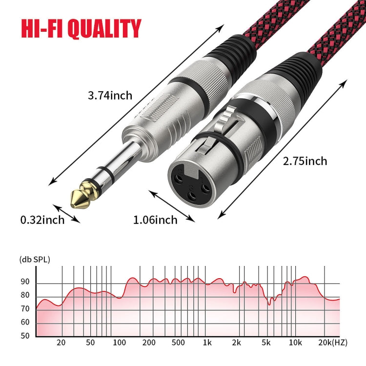 Red roja y negra TRS 6,35mm macho a Caron micrófono hembra Cable de equilibrio XLR, 0.5m, 1m, 1.8m, 3m, 5m, 8m, 10m, 12m, 15m, 20m, 25m, 30m