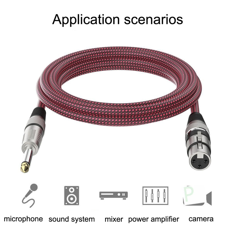 Red roja y negra TRS 6,35mm macho a Caron micrófono hembra Cable de equilibrio XLR, 0.5m, 1m, 1.8m, 3m, 5m, 8m, 10m, 12m, 15m, 20m, 25m, 30m