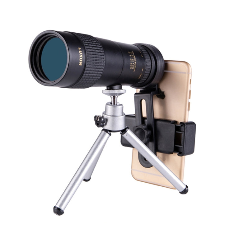 LUXUN 10-30x40 Mini telescopio de alta potencia HD de un solo cilindro para teléfono móvil, Telescope & Phone Clip & Tripod