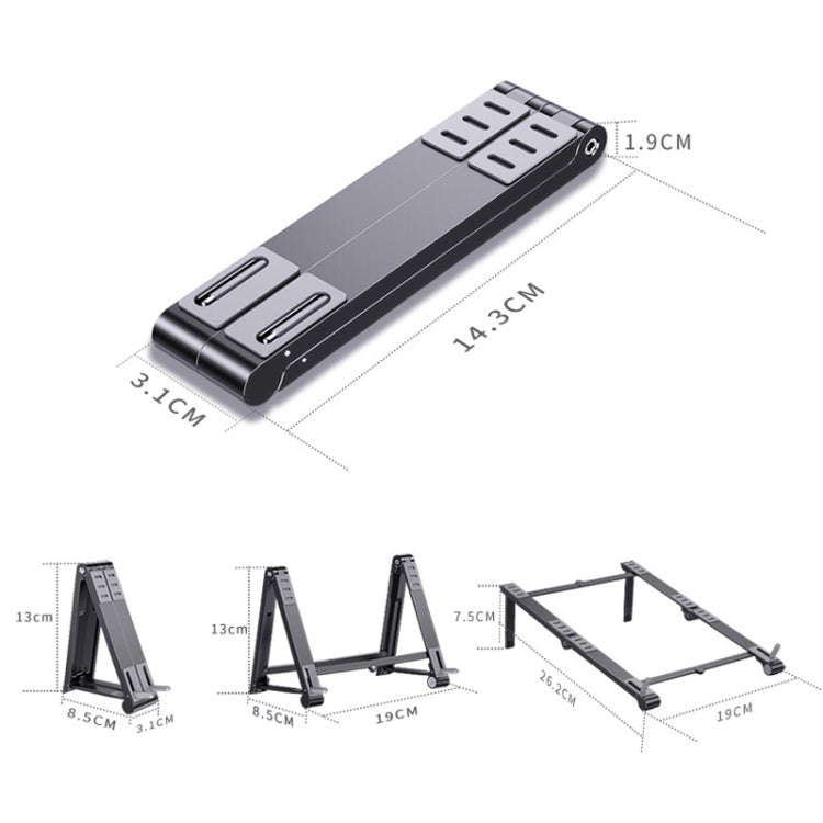 Oatsbasf 03040 Soporte de metal para mini portátil Soporte plegable de refrigeración para computadora de aleación de aluminio