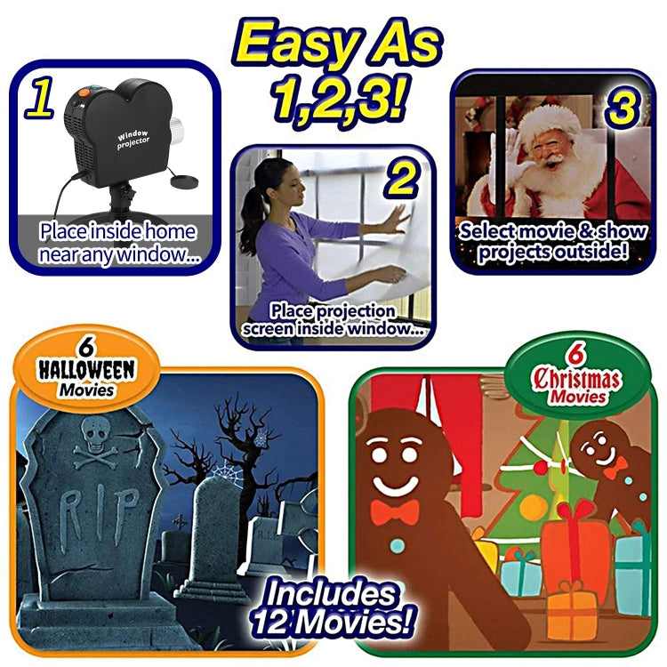 Navidad Halloween Proyector láser Mini ventana Proyector de cine en casa, US Plug, UK Plug, EU Plug, AU Plug