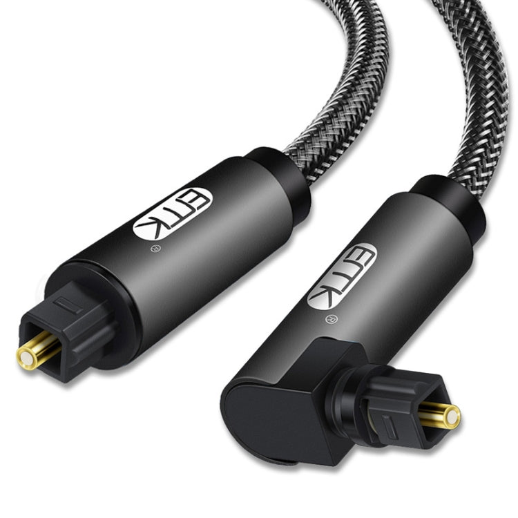 Cable de Audio óptico de malla tejida de nailon con enchufe giratorio de 360 grados en ángulo recto ajustable giratorio de 90 grados EMK, 1m(Black), 1.5m(Black), 2m(Black), 3m(Black), 5m(Black), 8m(Black), 10m(Black), 15m(Black), 20m(Black), 25m(Black)...