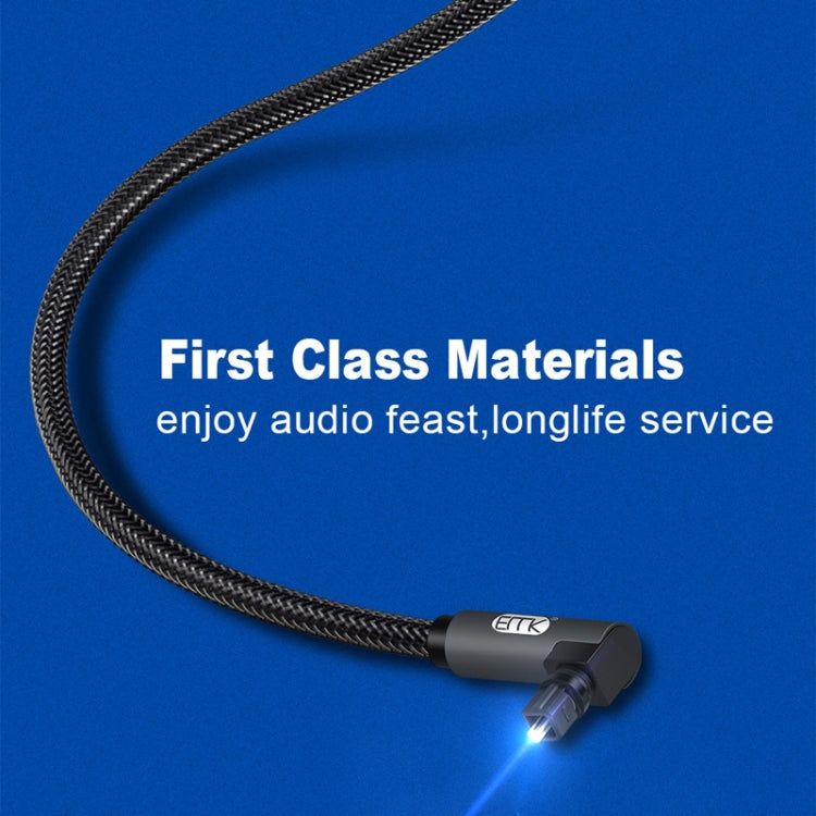 Cable de Audio óptico de malla tejida de nailon con enchufe giratorio de 360 grados en ángulo recto ajustable giratorio de 90 grados EMK, 1m(Black), 1.5m(Black), 2m(Black), 3m(Black), 5m(Black), 8m(Black), 10m(Black), 15m(Black), 20m(Black), 25m(Black)...