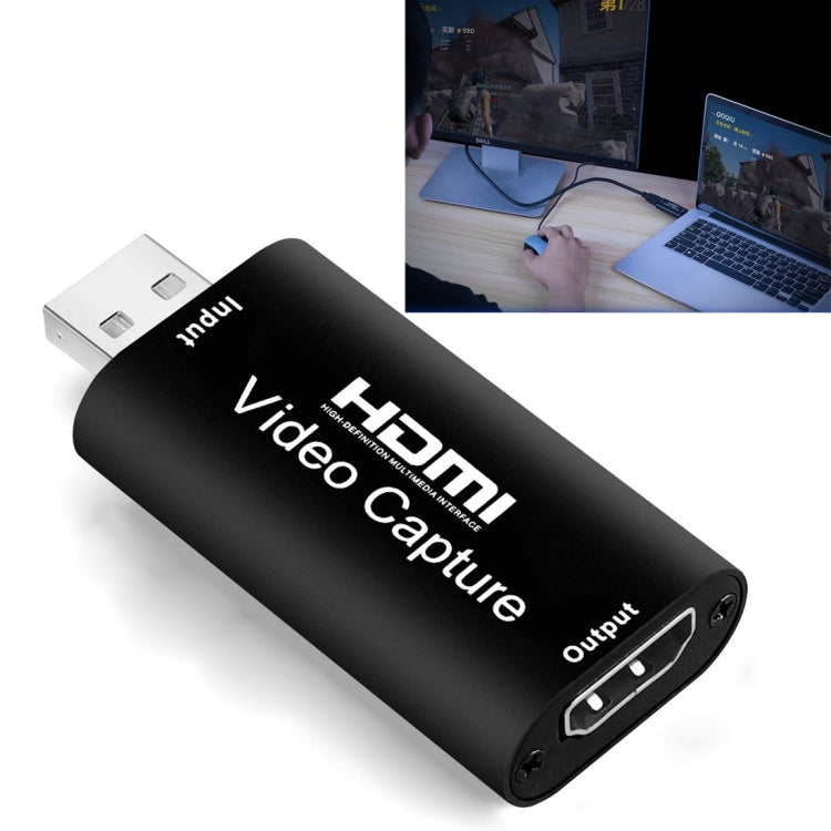 Tarjeta de captura de vídeo HDMI Caja de grabación en vivo Caja adaptadora de captura de vídeo, USB 2.0