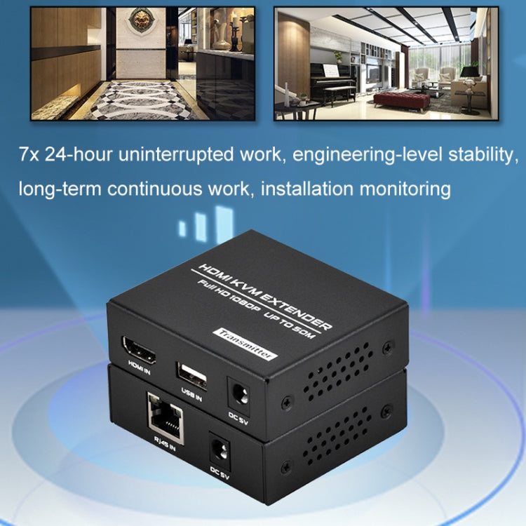 FJGEAR FJ-HKV50 HDMI+USB a KVM 1080P IP 50M Extensor, FJ-HKV50 US Plug, FJ-HKV50 EU Plug