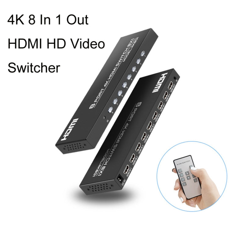 FJGEAR FJ-4K801 Conmutador de vídeo HD HDMI 8 en 1 4K, FJ-4K801 US Plug, FJ-4K801 EU Plug
