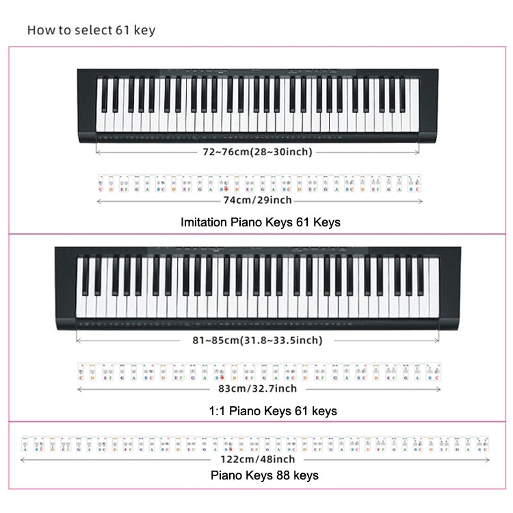 Pegatinas de colores para teclado de Piano para principiantes, accesorios para instrumentos musicales, Imitation Piano Keys 61 Keys, Piano Keys 61 keys, Piano Keys 88 keys