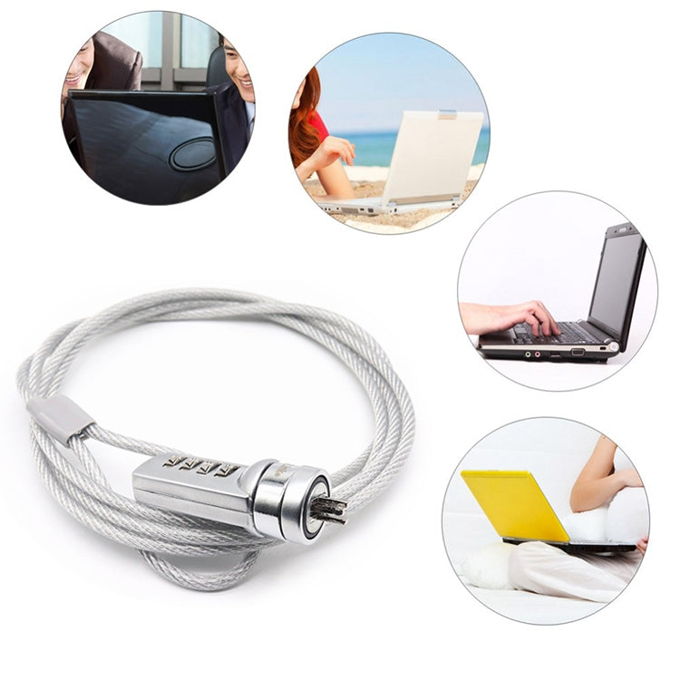 Cerradura de computadora de cuatro dígitos Cerradura de contraseña antirrobo universal para computadora portátil, Diameter 3.5 mm Length 1.2 m, Diameter 3.5 mm Length 1.5 m, Diameter 3.5 mm Length 1.8 m