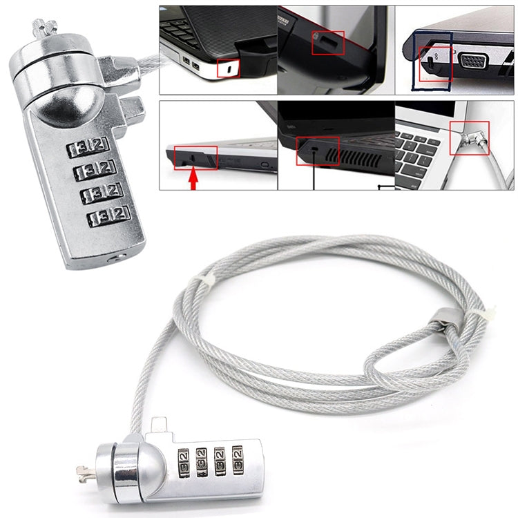 Cerradura de computadora de cuatro dígitos Cerradura de contraseña antirrobo universal para computadora portátil, Diameter 3.5 mm Length 1.2 m, Diameter 3.5 mm Length 1.5 m, Diameter 3.5 mm Length 1.8 m