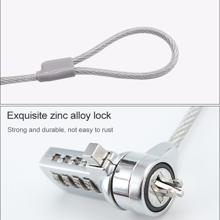 Cerradura de computadora de cuatro dígitos Cerradura de contraseña antirrobo universal para computadora portátil, Diameter 3.5 mm Length 1.2 m, Diameter 3.5 mm Length 1.5 m, Diameter 3.5 mm Length 1.8 m