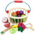 Niños de madera de corte magnético frutas y verduras bebé cortado música jugar casa cocina juguetes, YLB-14 PCS Vegetable Basket, YLB-12 PCS Fruit Basket