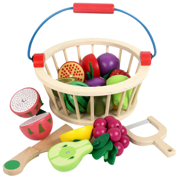 Niños de madera de corte magnético frutas y verduras bebé cortado música jugar casa cocina juguetes, YLB-14 PCS Vegetable Basket, YLB-12 PCS Fruit Basket
