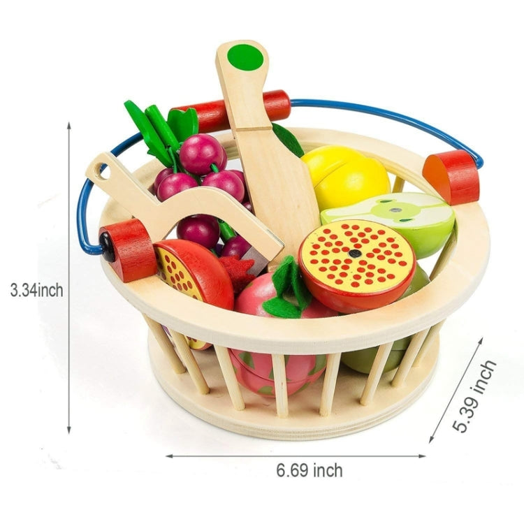 Niños de madera de corte magnético frutas y verduras bebé cortado música jugar casa cocina juguetes, YLB-14 PCS Vegetable Basket, YLB-12 PCS Fruit Basket