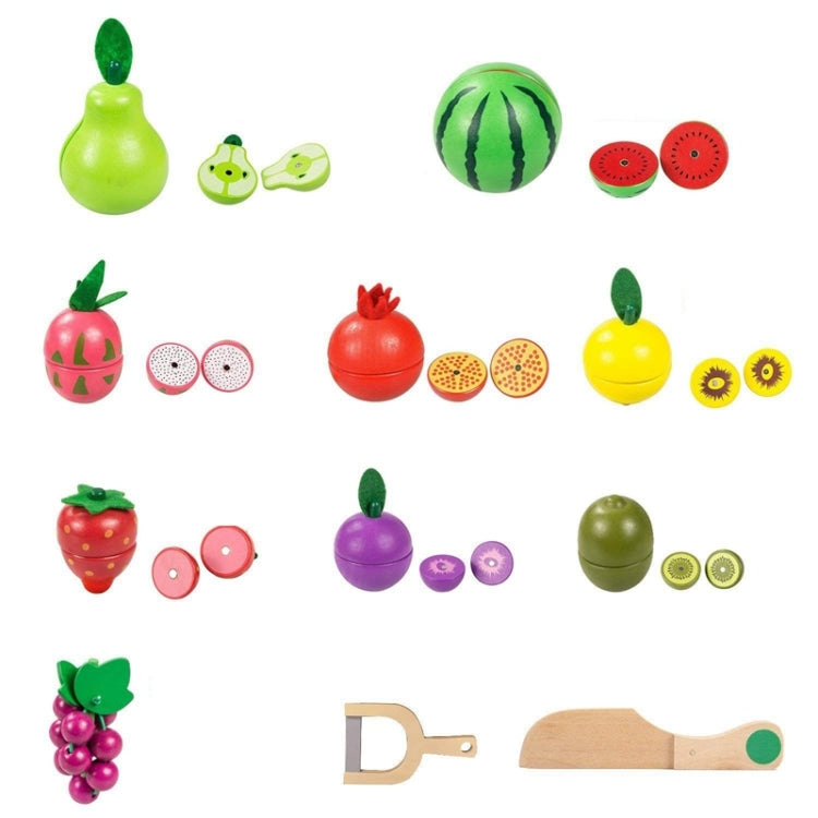Niños de madera de corte magnético frutas y verduras bebé cortado música jugar casa cocina juguetes, YLB-14 PCS Vegetable Basket, YLB-12 PCS Fruit Basket