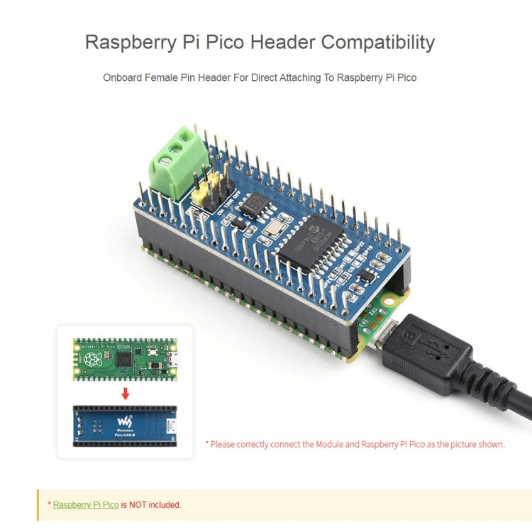Waveshare para módulo Raspberry Pi Pico CAN Bus (B), que permite comunicación de largo alcance a través de SPI, 23775, 23775