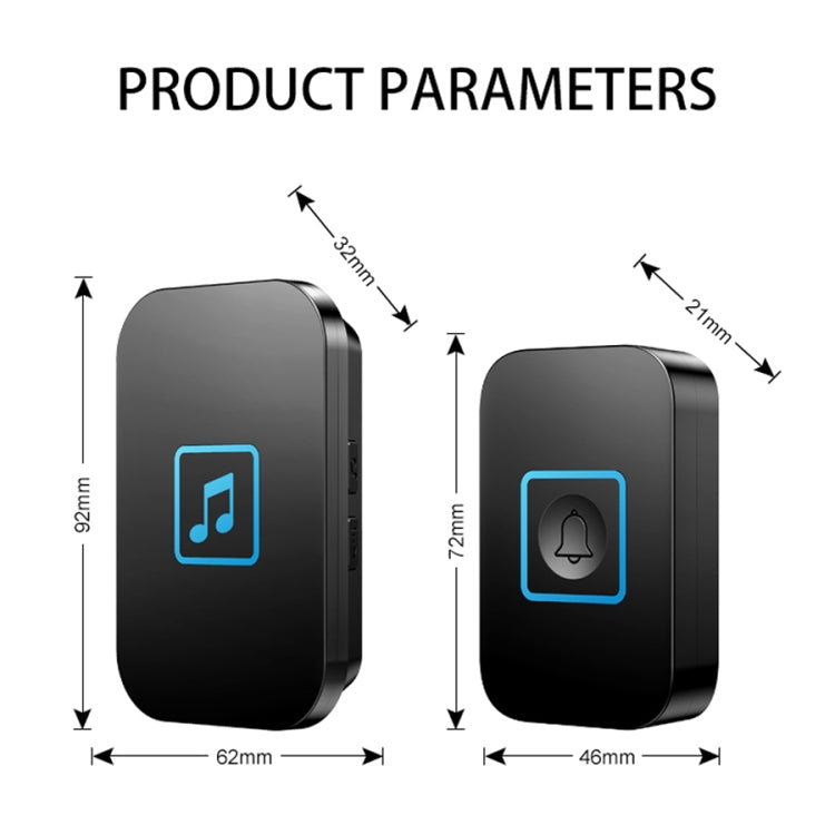 Timbre con Control remoto de música electrónica CACAZI A86, uno para uno, timbre inalámbrico de CA, US Plug, UK Plug, EU Plug