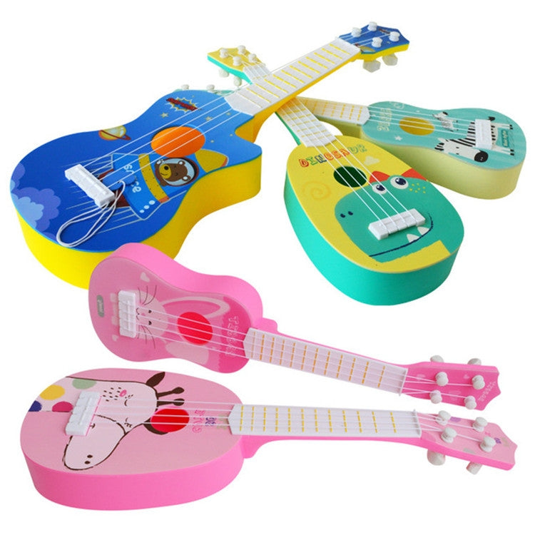 Pequeño instrumento Musical de simulación, Mini ukelele jugable de cuatro cuerdas, juguete musical educativo para la primera infancia, Pink Rabbit, Light Blue Zebra, Pink Giraffe, Yellow Dinosaur, Blue Bear