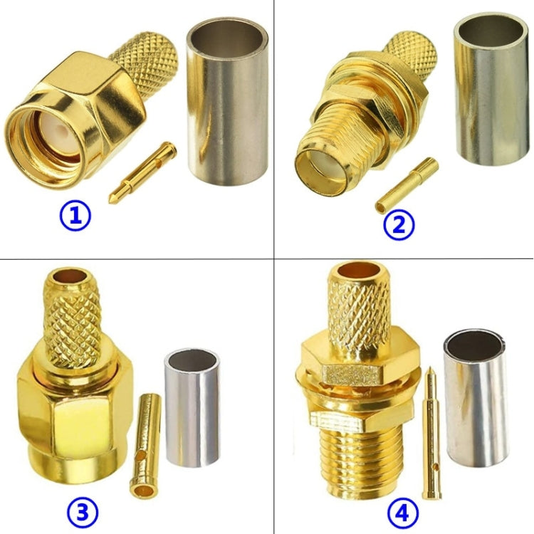 Conector de clavija engarzado para RG58 / LMR195 / RG142 / RG400, 10pcs SMA Male, 10pcs SMA Female, 10pcs RP SMA Male, 10pcs RP SMA Female