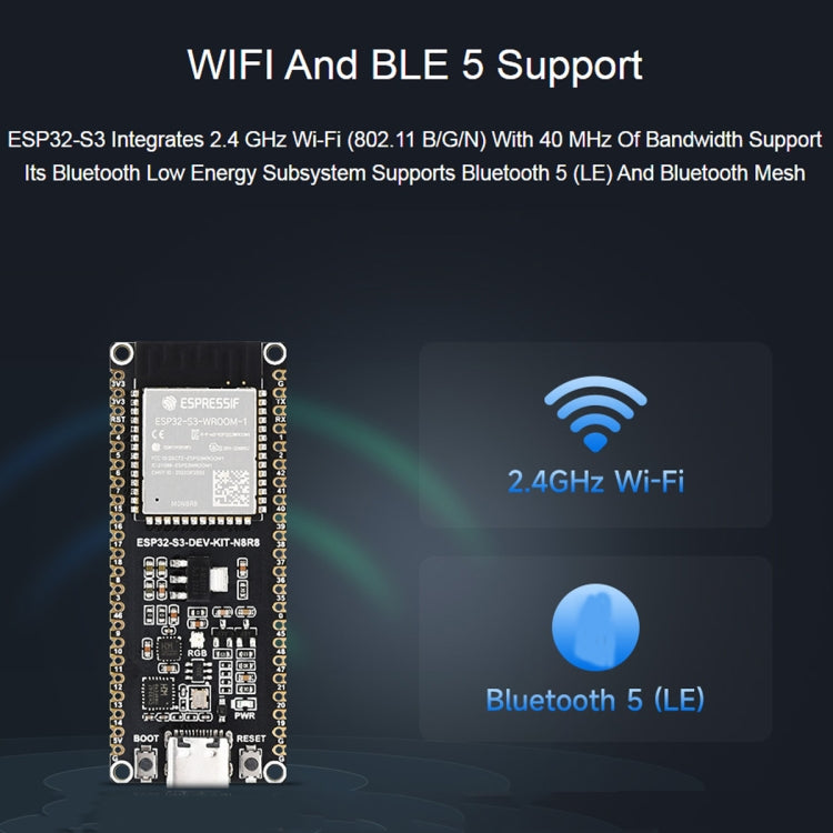 Waveshare ESP32-S3 Microcontrolador 2,4 GHz Placa de desarrollo Wi-Fi Módulo ESP32-S3-WROOM-1-N8R8, 24263, 24363