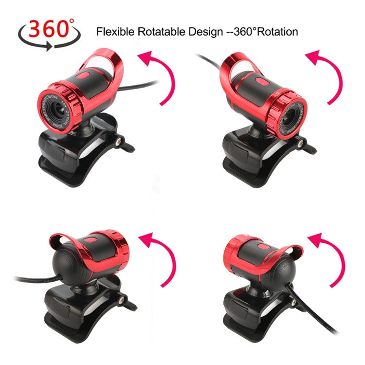 HXSJ A859 480P Computadora Red Curso Cámara Video Cámara USB Micrófono incorporado que absorbe el sonido, Red, Black, No Camera Function Black, No Camera Function  Red