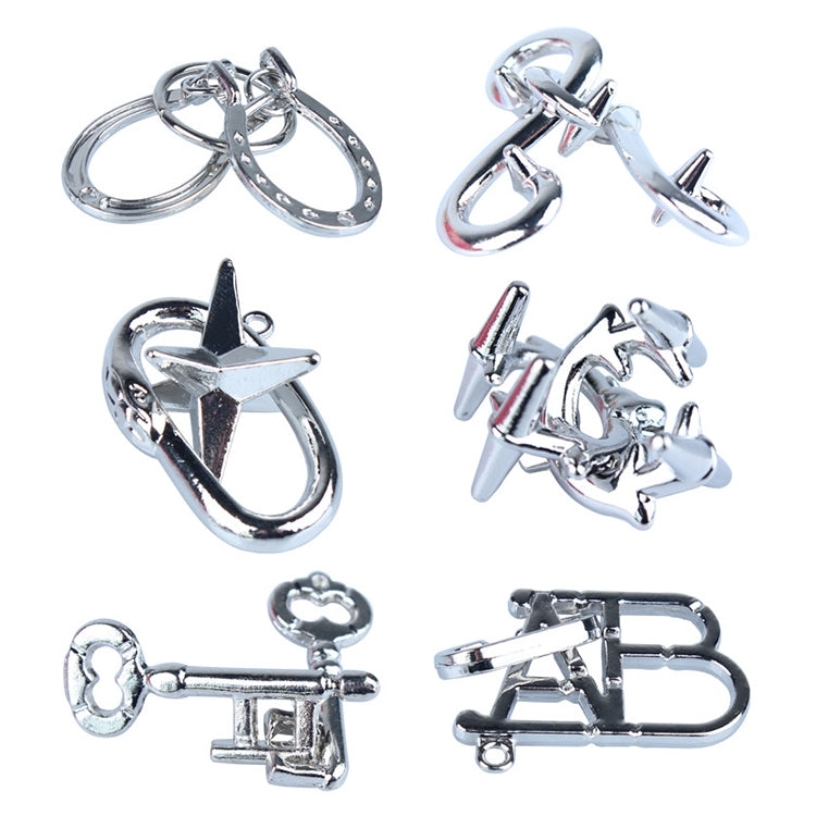 6 PCS / Set Magic Lock Aleación de zinc Cerebro en desarrollo Rompecabezas Bloquear juguetes, 6 PCS / Set Puzzles Lock