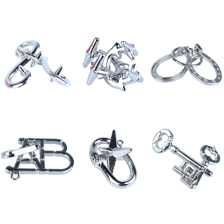 6 PCS / Set Magic Lock Aleación de zinc Cerebro en desarrollo Rompecabezas Bloquear juguetes, 6 PCS / Set Puzzles Lock