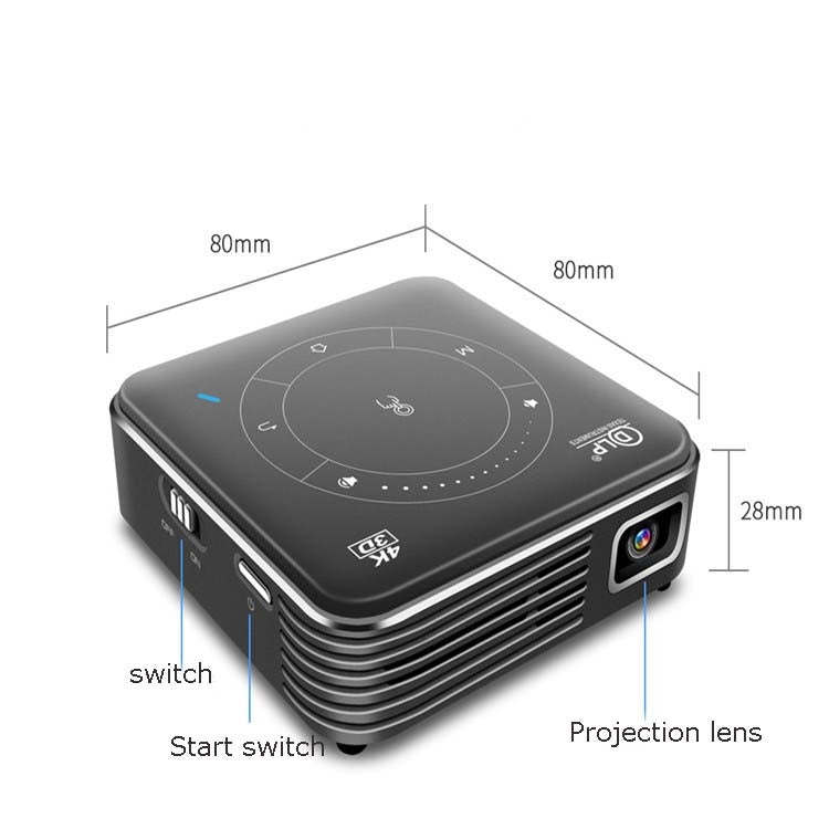 Mini proyector inteligente P11 854x480 DLP con control remoto por infrarrojos, Android 9.0, 2GB+16GB, compatible con WiFi 2.4G/5G, Bluetooth, tarjeta TF
