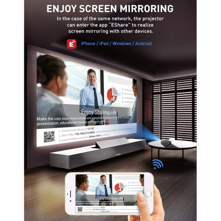 Mini proyector inteligente P11 854x480 DLP con control remoto por infrarrojos, Android 9.0, 2GB+16GB, compatible con WiFi 2.4G/5G, Bluetooth, tarjeta TF