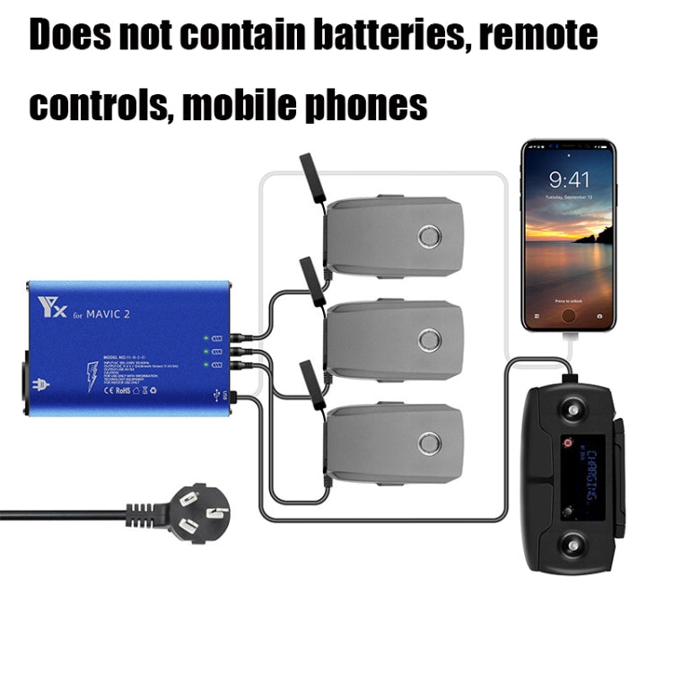 YX para DJI MAVIC 2 Cargador de aleación de aluminio con interruptor, US Plug, EU Plug, UK Plug, AU Plug