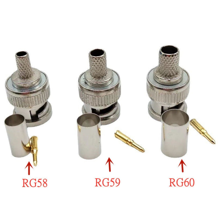 Cabezal de cableado de enchufe BNC prensado en frío de 50 piezas RG58 RG59 RG6U, 58, 59, 60