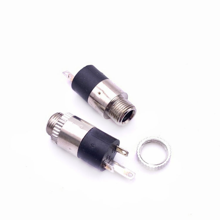 50 PCS Conector de auriculares 3.5 Conector de audio de 3 pines con tuerca Vertical de doble canal ROHS