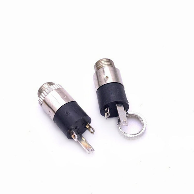 50 PCS Conector de auriculares 3.5 Conector de audio de 3 pines con tuerca Vertical de doble canal ROHS