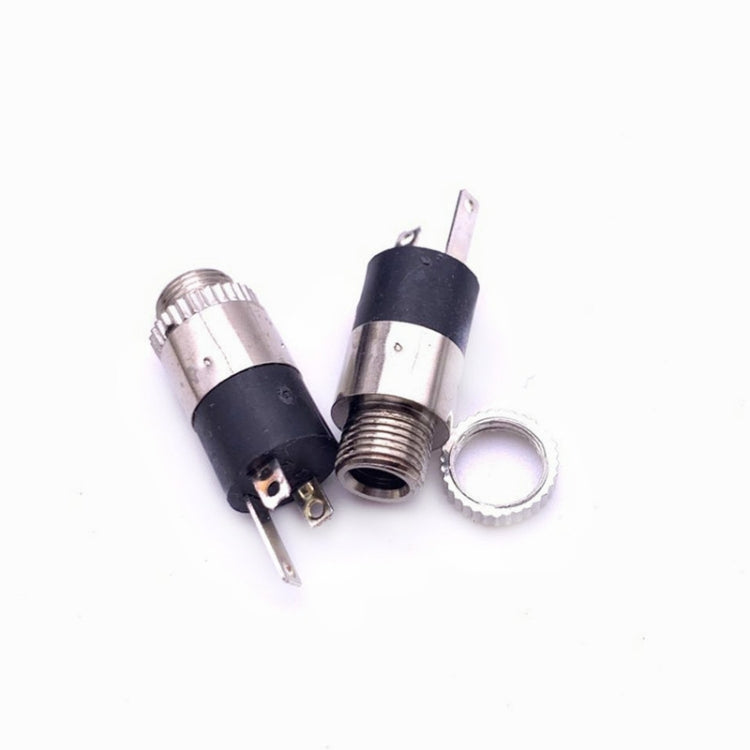 50 PCS Conector de auriculares 3.5 Conector de audio de 3 pines con tuerca Vertical de doble canal ROHS