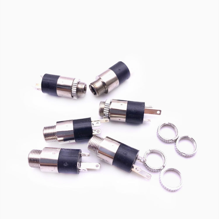 50 PCS Conector de auriculares 3.5 Conector de audio de 3 pines con tuerca Vertical de doble canal ROHS