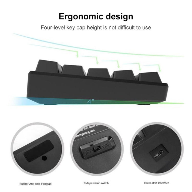 RK61 Teclado mecánico para juegos móviles con tableta de modos duales inalámbricos / Bluetooth de 61 teclas, longitud del cable: 1,5 m, Green Shaft, Red Shaft, Tea Shaft