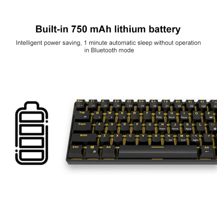 RK61 Teclado mecánico para juegos móviles con tableta de modos duales inalámbricos / Bluetooth de 61 teclas, longitud del cable: 1,5 m, Green Shaft, Red Shaft, Tea Shaft