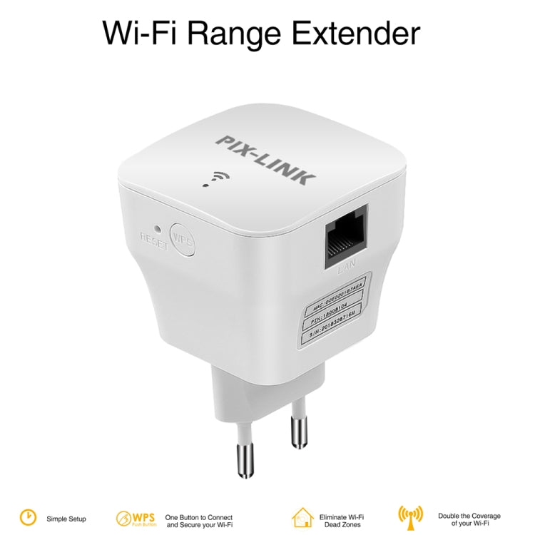 Repetidor mejorado de amplificación de señal WIFI PIXLINK WR12 300Mbps, EU Plug, UK Plug, US Plug, AU Plug